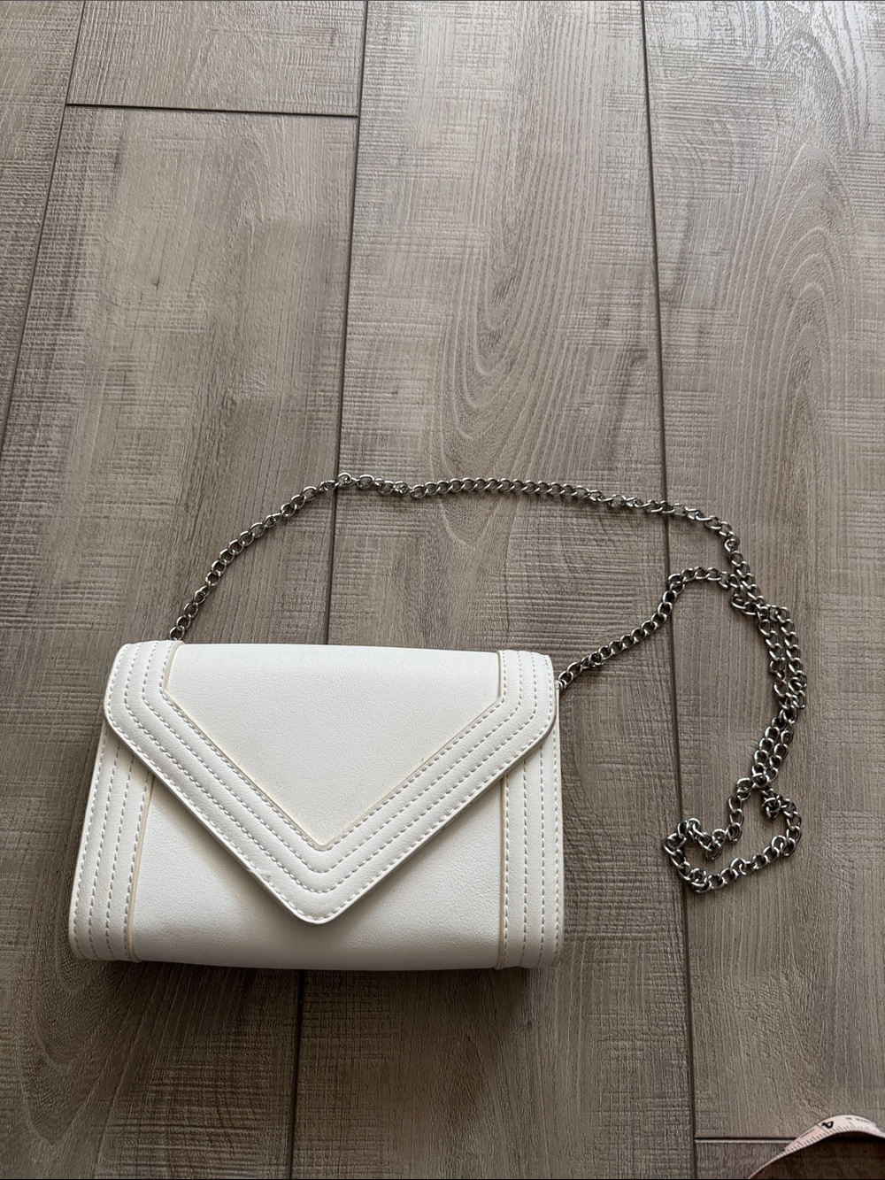 Aldo White Envelope Crossbody with Silver Chain